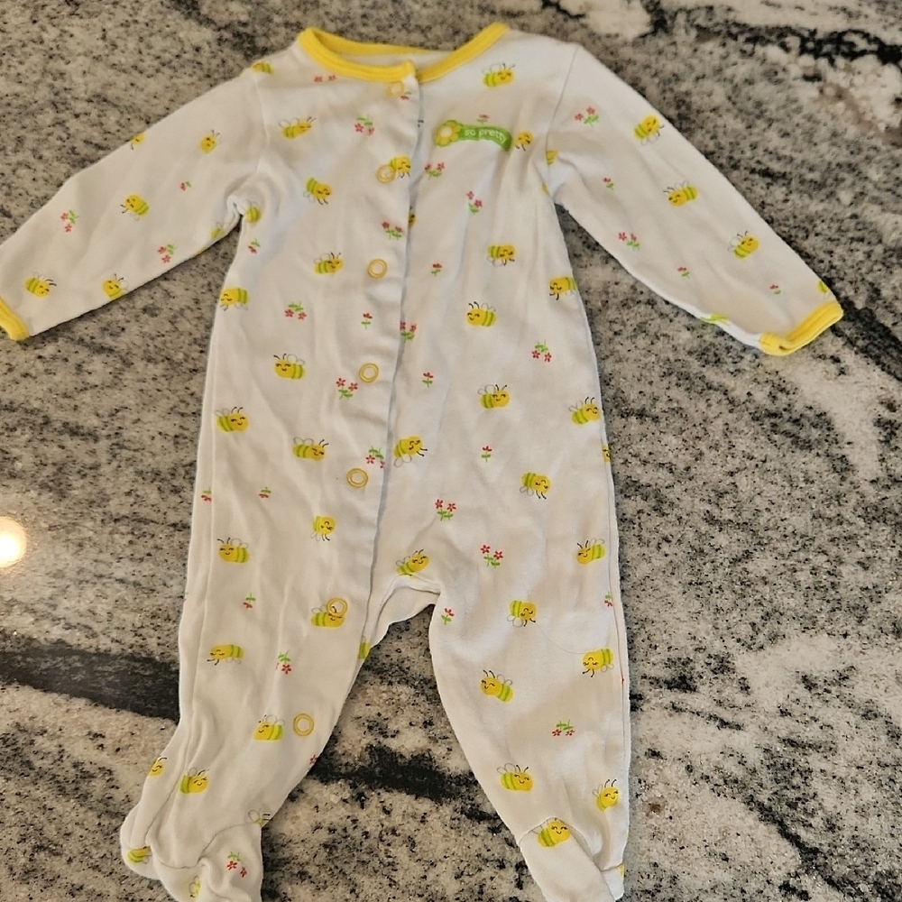 Yellow and White Bee Print Kids One Piece